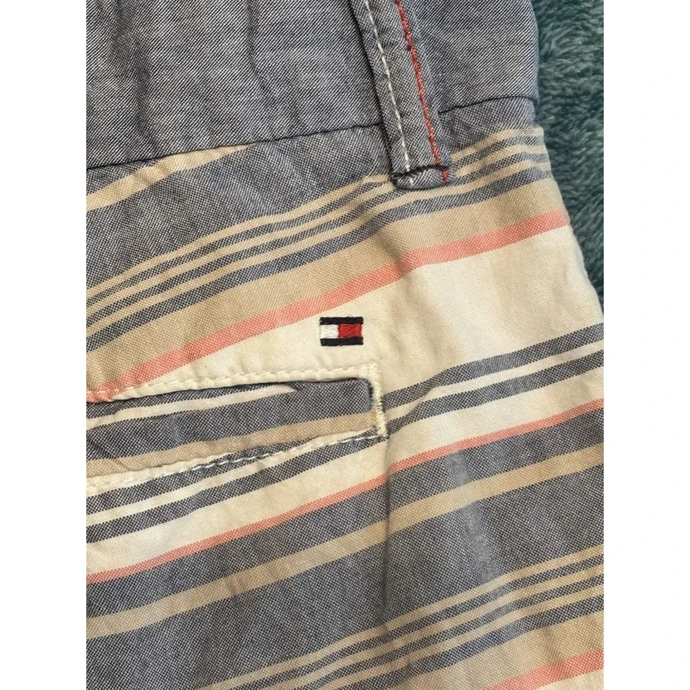 Tommy Hilfiger Mens 36 Multicolor Striped Chino Shorts 100% Cotton 9 Inseam